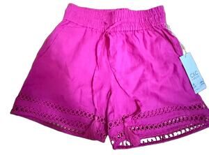 NWT C&C California Women’s Fushia Pink Linen Chino Shorts Draw String Size Small